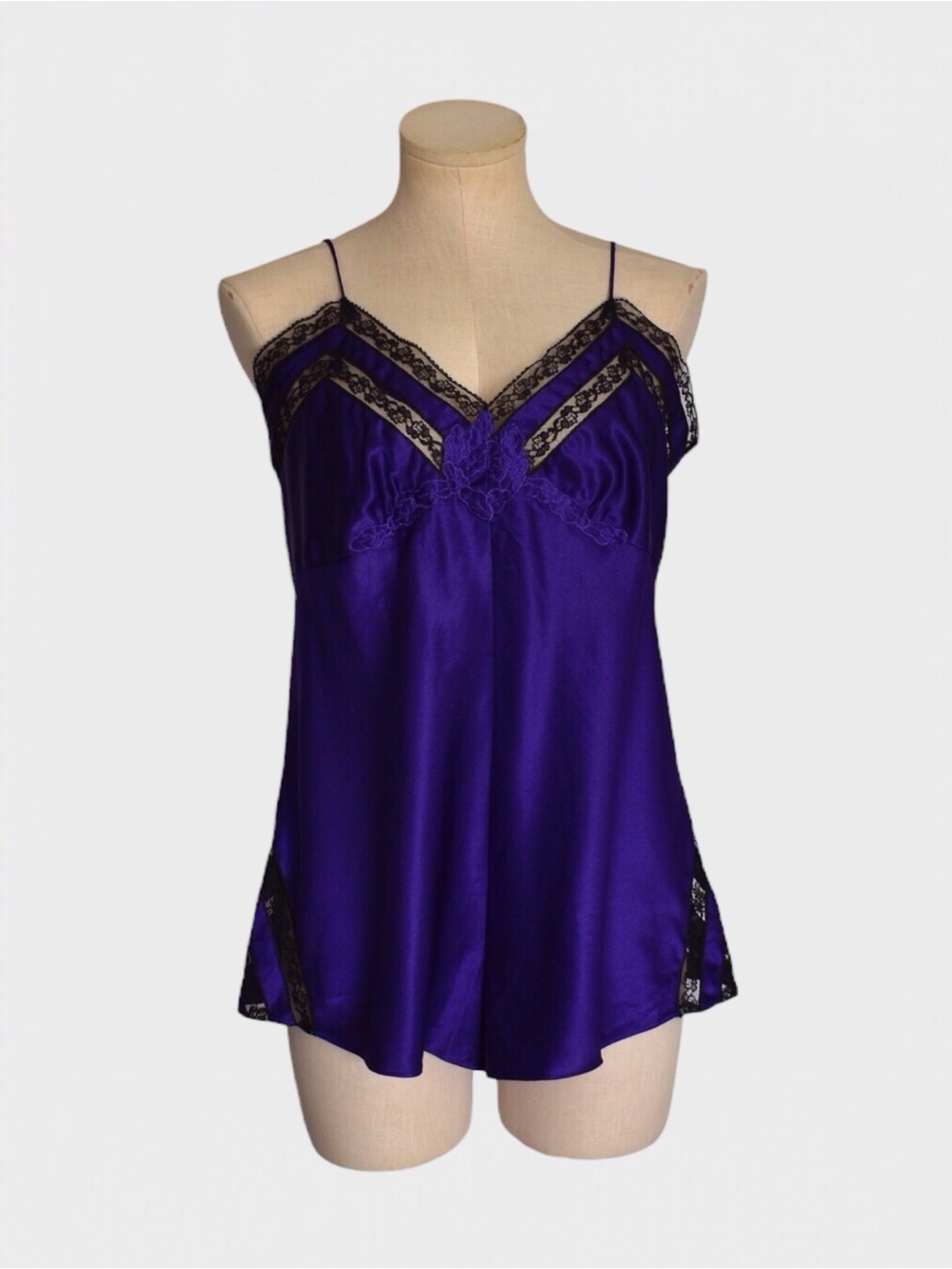 Victorias Secret Vintage 80s Satin Lace Appliqué Teddy Lingerie Romper